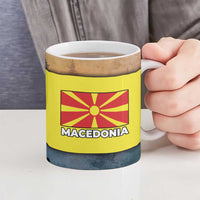 Macedonia Ceramic Mug with Forest Wolf and Sunset Silhouette Design - Wonder Print Shop