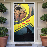 Macedonia Door Cover with Forest Wolf and Sunset Silhouette Design - Wonder Print Shop