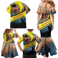 Macedonia Family Matching Mermaid Dress and Hawaiian Shirt with Forest Wolf and Sunset Silhouette Design - Wonder Print Shop
