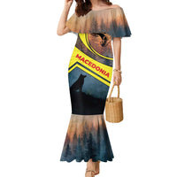 Macedonia Family Matching Mermaid Dress and Hawaiian Shirt with Forest Wolf and Sunset Silhouette Design - Wonder Print Shop