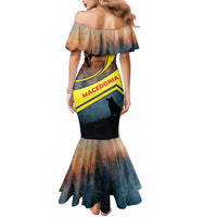 Macedonia Family Matching Mermaid Dress and Hawaiian Shirt with Forest Wolf and Sunset Silhouette Design - Wonder Print Shop