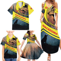 Macedonia Family Matching Summer Maxi Dress and Hawaiian Shirt with Forest Wolf and Sunset Silhouette Design - Wonder Print Shop