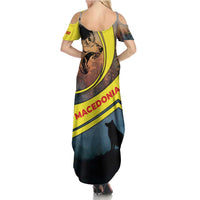 Macedonia Family Matching Summer Maxi Dress and Hawaiian Shirt with Forest Wolf and Sunset Silhouette Design - Wonder Print Shop