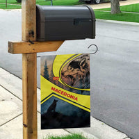 Macedonia Garden Flag with Forest Wolf and Sunset Silhouette Design - Wonder Print Shop