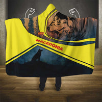 Macedonia Hooded Blanket with Forest Wolf and Sunset Silhouette Design - Wonder Print Shop
