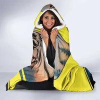 Macedonia Hooded Blanket with Forest Wolf and Sunset Silhouette Design - Wonder Print Shop