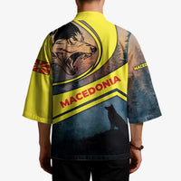 Macedonia Kimono with Forest Wolf and Sunset Silhouette Design - Wonder Print Shop