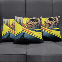 Macedonia Pillow Cover with Forest Wolf and Sunset Silhouette Design - Wonder Print Shop