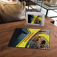 Macedonia Puzzle with Forest Wolf and Sunset Silhouette Design - Wonder Print Shop