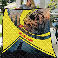 Macedonia Quilt with Forest Wolf and Sunset Silhouette Design - Wonder Print Shop