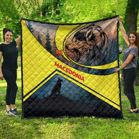 Macedonia Quilt with Forest Wolf and Sunset Silhouette Design - Wonder Print Shop
