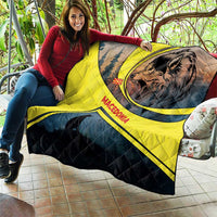 Macedonia Quilt with Forest Wolf and Sunset Silhouette Design - Wonder Print Shop