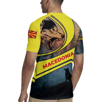 Macedonia Rugby Jersey with Forest Wolf and Sunset Silhouette Design - Wonder Print Shop