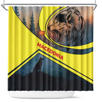 Macedonia Shower Curtain with Forest Wolf and Sunset Silhouette Design - Wonder Print Shop