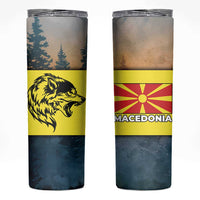Macedonia Skinny Tumbler with Forest Wolf and Sunset Silhouette Design - Wonder Print Shop