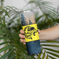Macedonia Skinny Tumbler with Forest Wolf and Sunset Silhouette Design - Wonder Print Shop