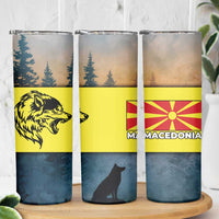 Macedonia Skinny Tumbler with Forest Wolf and Sunset Silhouette Design - Wonder Print Shop