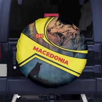 Macedonia Spare Tire Cover with Forest Wolf and Sunset Silhouette Design - Wonder Print Shop