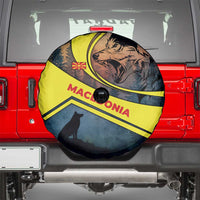 Macedonia Spare Tire Cover with Forest Wolf and Sunset Silhouette Design - Wonder Print Shop