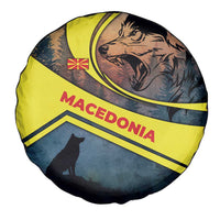 Macedonia Spare Tire Cover with Forest Wolf and Sunset Silhouette Design - Wonder Print Shop
