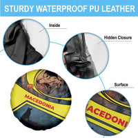 Macedonia Spare Tire Cover with Forest Wolf and Sunset Silhouette Design - Wonder Print Shop