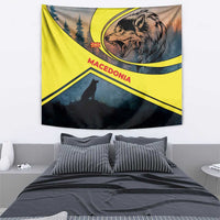 Macedonia Tapestry with Forest Wolf and Sunset Silhouette Design - Wonder Print Shop