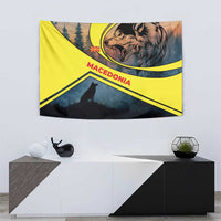 Macedonia Tapestry with Forest Wolf and Sunset Silhouette Design - Wonder Print Shop