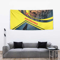 Macedonia Tapestry with Forest Wolf and Sunset Silhouette Design - Wonder Print Shop