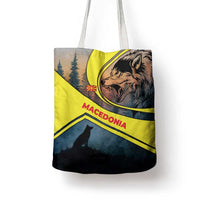 Macedonia Tote Bag with Forest Wolf and Sunset Silhouette Design - Wonder Print Shop