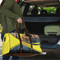 Macedonia Travel Bag with Forest Wolf and Sunset Silhouette Design - Wonder Print Shop