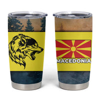 Macedonia Tumbler Cup with Forest Wolf and Sunset Silhouette Design - Wonder Print Shop