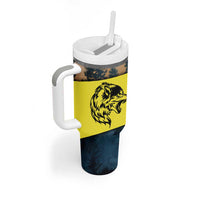 Macedonia Tumbler With Handle with Forest Wolf and Sunset Silhouette Design - Wonder Print Shop
