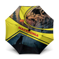 Macedonia Umbrella with Forest Wolf and Sunset Silhouette Design - Wonder Print Shop