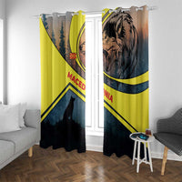 Macedonia Window Curtain with Forest Wolf and Sunset Silhouette Design - Wonder Print Shop