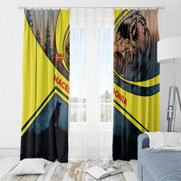 Macedonia Window Curtain with Forest Wolf and Sunset Silhouette Design - Wonder Print Shop