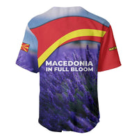 Macedonia Baseball Jersey with Lavender Field and Bloom Curve Design - Wonder Print Shop