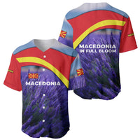 Macedonia Baseball Jersey with Lavender Field and Bloom Curve Design - Wonder Print Shop