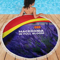 Macedonia Beach Blanket with Lavender Field and Bloom Curve Design - Wonder Print Shop
