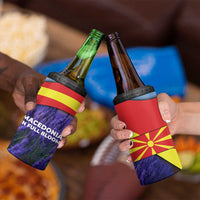 Macedonia 4 in 1 Can Cooler Tumbler with Lavender Field and Bloom Curve Design - Wonder Print Shop