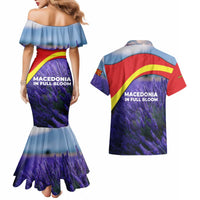 Macedonia Couples Matching Mermaid Dress and Hawaiian Shirt with Lavender Field and Bloom Curve Design - Wonder Print Shop