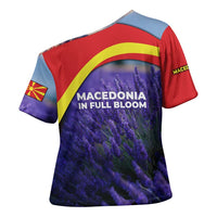 Macedonia Cross Shoulder Shirt with Lavender Field and Bloom Curve Design - Wonder Print Shop