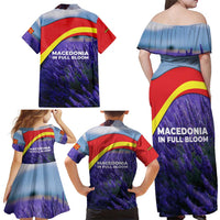 Macedonia Family Matching Off Shoulder Maxi Dress and Hawaiian Shirt with Lavender Field and Bloom Curve Design - Wonder Print Shop