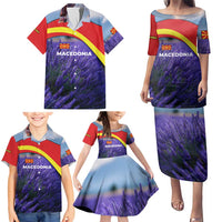 Macedonia Family Matching Puletasi and Hawaiian Shirt with Lavender Field and Bloom Curve Design - Wonder Print Shop