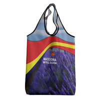 Macedonia Grocery Bag with Lavender Field and Bloom Curve Design - Wonder Print Shop