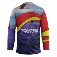 Macedonia Hockey Jersey with Lavender Field and Bloom Curve Design - Wonder Print Shop
