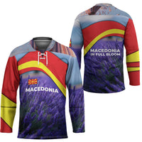 Macedonia Hockey Jersey with Lavender Field and Bloom Curve Design - Wonder Print Shop