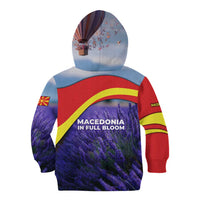 Macedonia Kid Hoodie with Lavender Field and Bloom Curve Design - Wonder Print Shop