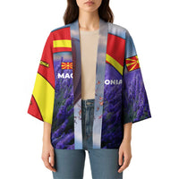 Macedonia Kimono with Lavender Field and Bloom Curve Design - Wonder Print Shop