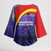 Macedonia Kimono Sleeve Blouse with Lavender Field and Bloom Curve Design - Wonder Print Shop