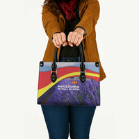 Macedonia Leather Bag with Lavender Field and Bloom Curve Design - Wonder Print Shop